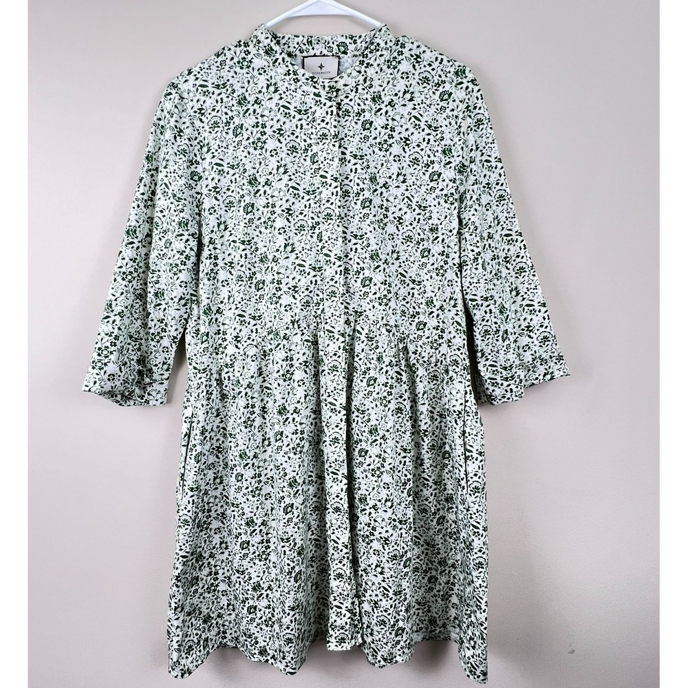 Tuckernuck White and Green Floral Button-Down Tunic